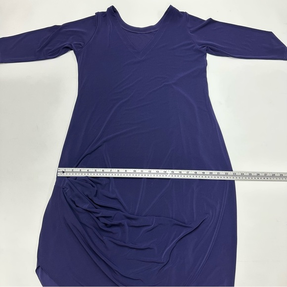 Sympli purple vneck dress Medium three quarter sleeve midi maxi asymmetrical - Picture 6 of 9
